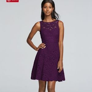 David's Bridal Size 8 Illusion Neckline Dress Plum